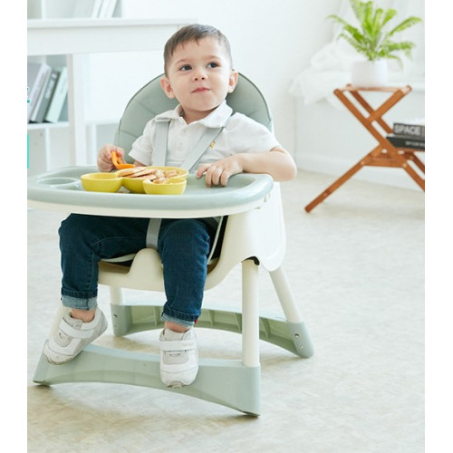 Детский зелёный обеденный стул с мягким съемным чехлом