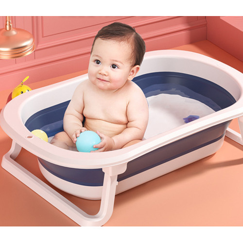 Синяя детская ванна с подушкой для купания