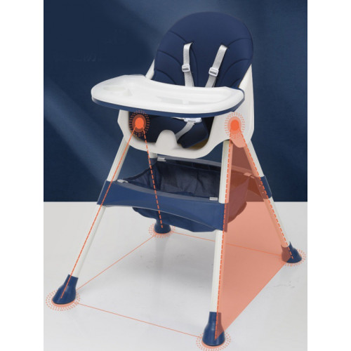 Детский обеденный стул с мягким съемным чехлом синего цвета
