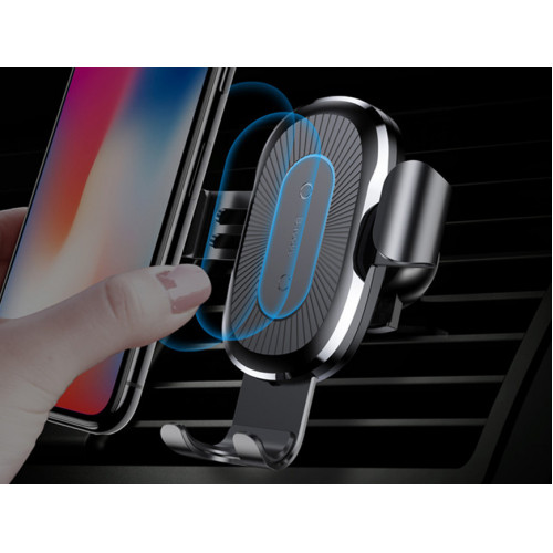 Qara rəngli Baseus Wireless Charger Gravity Car Mount WXYL-0S avtomobil üçün telefon simsiz şarj tutacağı
