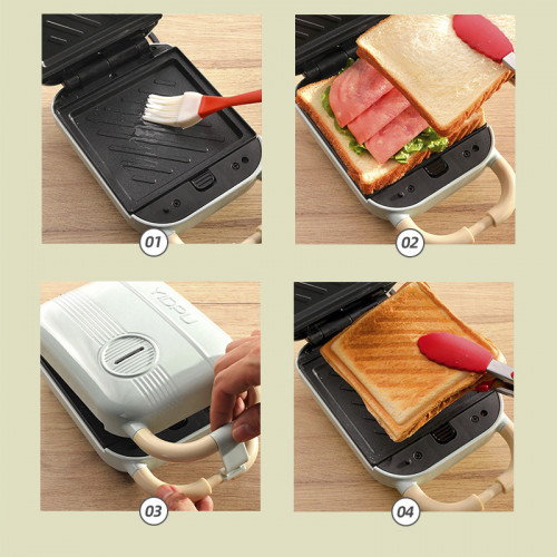 Кухонный мини бытовой инструмент тостерная и вафельная электрическая машина розового цвета