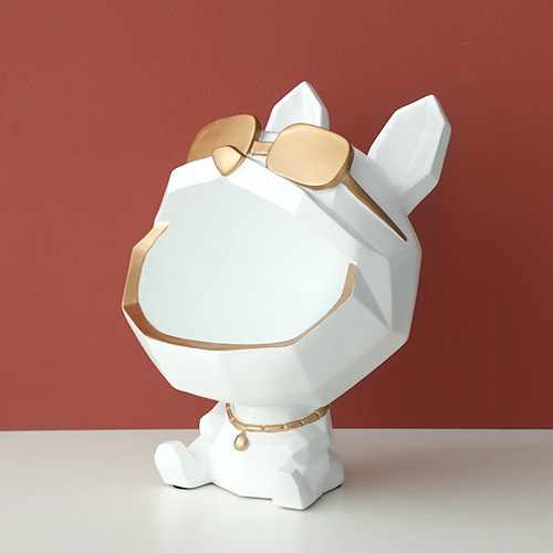 Керамическая статуэтка - держатель в форме щенка для мелочи белого цвета