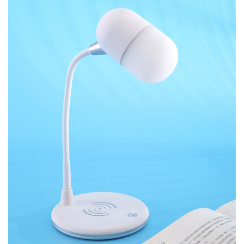 Белая светодиодная настольная лампа с беспроводной зарядкой