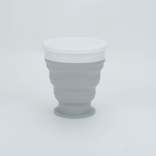 Многоразовая силиконовая складная чашка серого цввета