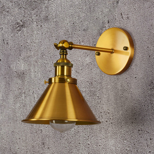 Loft üslubunda qızılı rəngli metaldan divar lampası bra