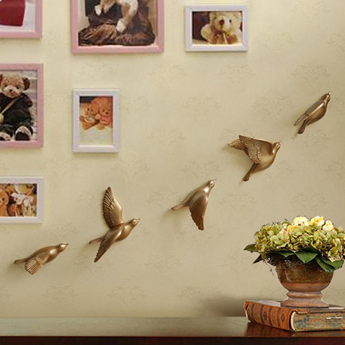 Настенные декор в форме летающей птицы с золотистым покрытием