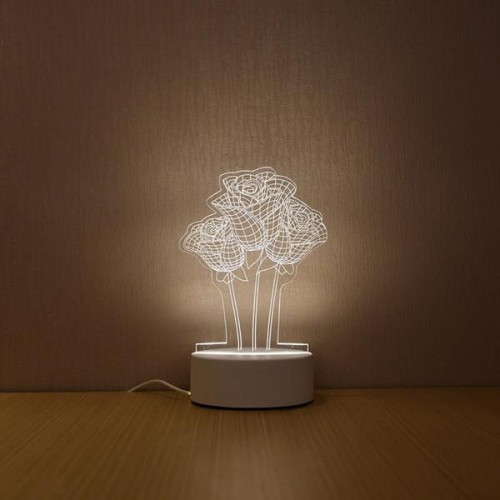 Gül şəkilli masaüstü ağ işıqlı akril lampa
