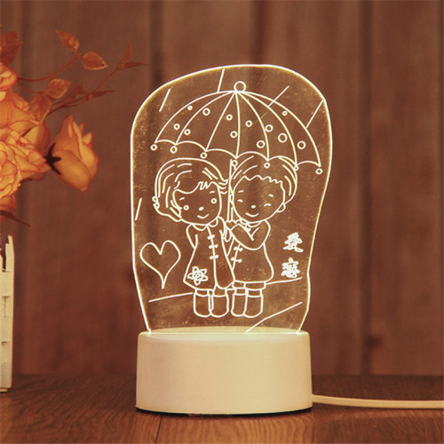 Sevgili cütlük şəkilli masaüstü ağ işıqlı akril lampa