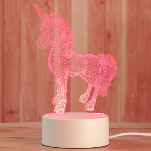 Unicorn formalı masaüstü qırmızı işıqlı akrilli lampa