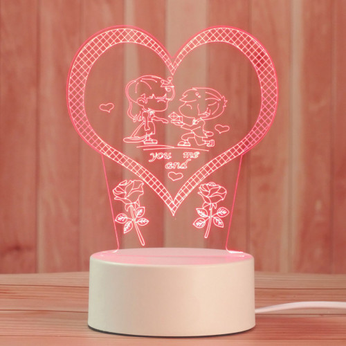 Настольный акриловый светильник с красным светом в форме парочки с сердцем