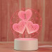 Настольный акриловый светильник с красным светом в форме трех сердец