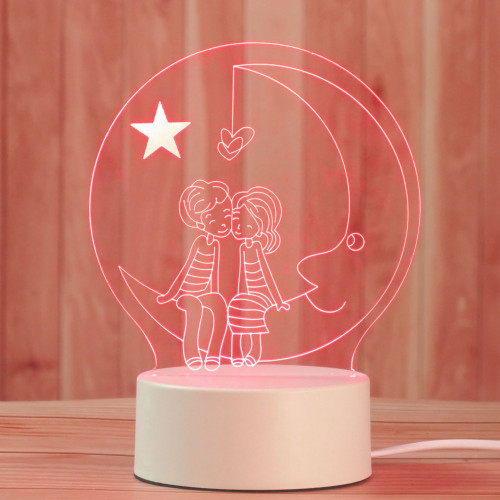 Настольный акриловый светильник с красным светом в форме влюбленной пары