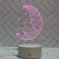 Настольный акриловый светильник с RGB светом в форме лунного медвеженка