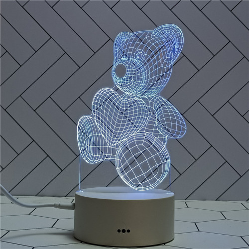 Настольный акриловый светильник с RGB светом в форме медвеженка