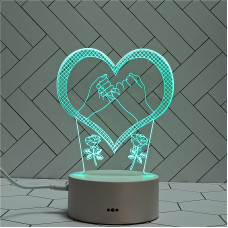 Настольный акриловый светильник с RGB светом в форме сердце