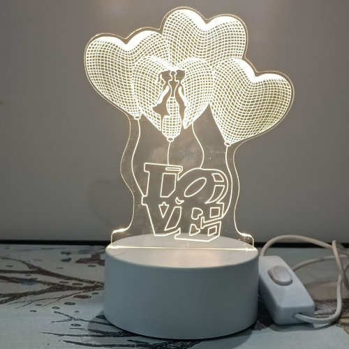 Настольный акриловый светильник с желтым и белым светом с надписью любовь и с шариками