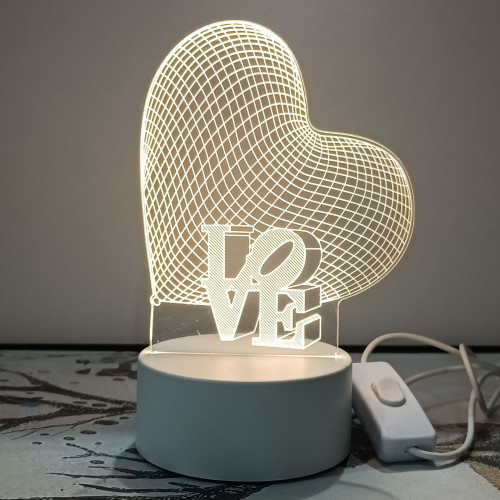 Ürək formalı LOVE yazılı akril masaüstü lampa
