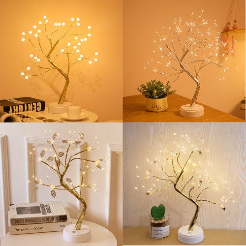 Yarpaqlı ağac formalı LED işıqlı masaüstü lampa
