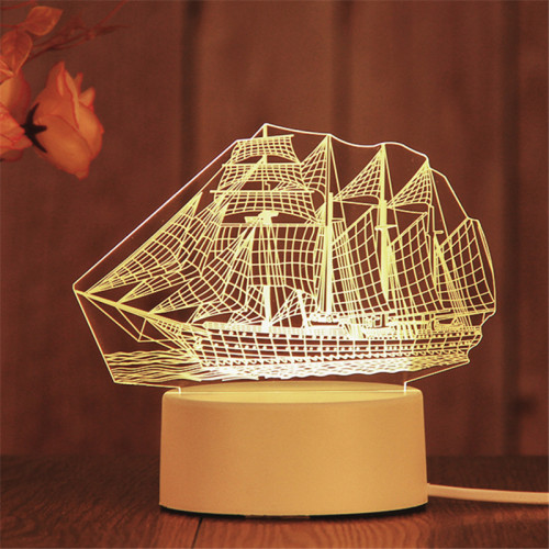 Gəmi şəkilli masaüstü ağ işıqlı akril lampa