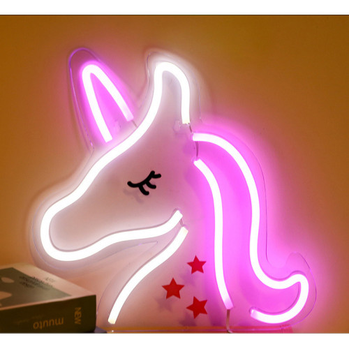 Unicorn formalı dekorativ neon masaüstü ve gecə lampası