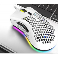 Ağ rəngli RGB arxa işıqlandırmalı naqilli siçan