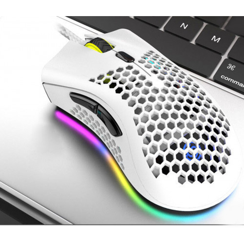 Проводная мышь с RGB подсветкой белого цвета