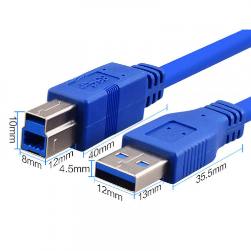 SuperSpeed ​​USB 3.0 ABM / M dəstəkli sütrətli printer kabeli