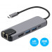 Type-C çıxışlı 2 USB 3.0 / HDMI 4К / LAN Ethernet / Power Type-C girişləri olan adaptor