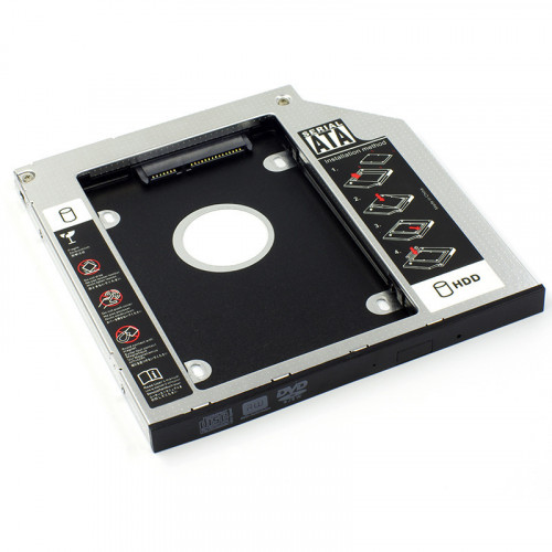 Универсальный SATA Caddy box 9.0 мм для жесткого диска серебристого цвета