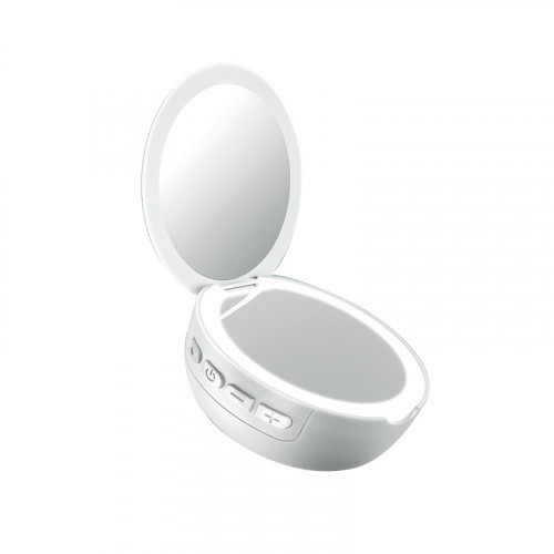 Белое зеркало для макияжа с bluetooth-динамиком