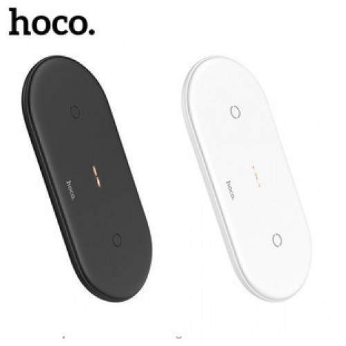Беспроводная быстрая зарядка Hoco CW23 10W с двойной зарядкой для телефонов и Apple watch ( черная )