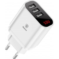 Baseus Mirror Lake Intelligent Зарядное устройство с цифровым дисплеем на 3 USB 5.0 W ( белое )