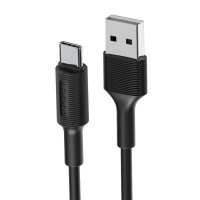 Borofone Wind BX1 USB - Type-C 3A 1m qara rəngli kabel Borofone Wind BX1 USB - Type-C 3A 1m qara rəngli kabel