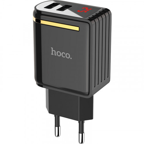 Hocо C39A зарядное устройство на 2 USB с экраном ( черная )