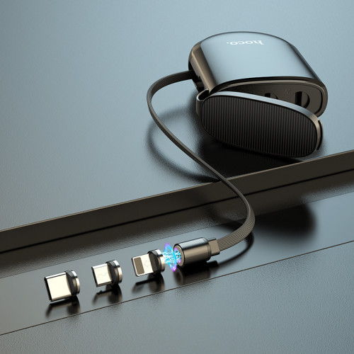 Hoco S50 3ü 1də USB - Lightning ( Apple ), Micro USB və Type-C 180 dərəcə dönə bilən maqnitli kabel