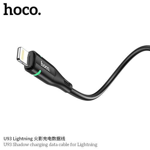 Hoco U93 USB - Lightning / Apple indikatorlu qara rəngli kabel
