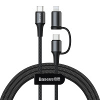 Кабель Baseus 2 в 1 Type-C на Type-C / Lightning ( Apple ) переходник