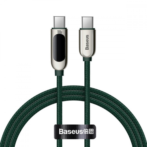 Baseus PD 100W Type-C - Type-C digital ekranlı tünd-yaşıl kabel