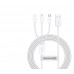 USB və Type-C / Lightning ( Apple ) / Micro USB çıxışlı Baseus Winner 3,5 А, 1,5 metrlik 3ü 1də ağ rəngli kabel