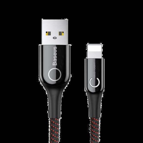 Baseus C-shaped Light USB - Lightning / Apple indikatorlu qara kabel