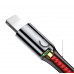 Baseus C-shaped Light USB - Lightning / Apple indikatorlu qırmızı kabel