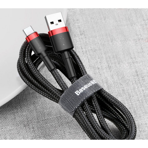 Красно - черный кабель Baseus 3A 0.5M USB на Type-C