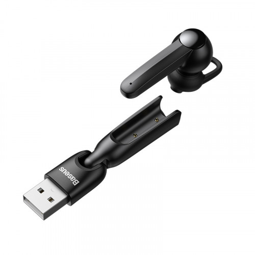 Qara rəngli naqilsiz Baseus Encok A05 USB qulaqlıqları USBdən Type-C-yə keçirici ilə