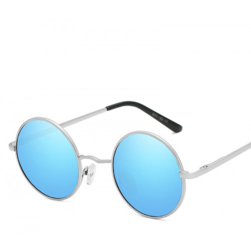Круглые солнцезащитные очки с голубыми линзами