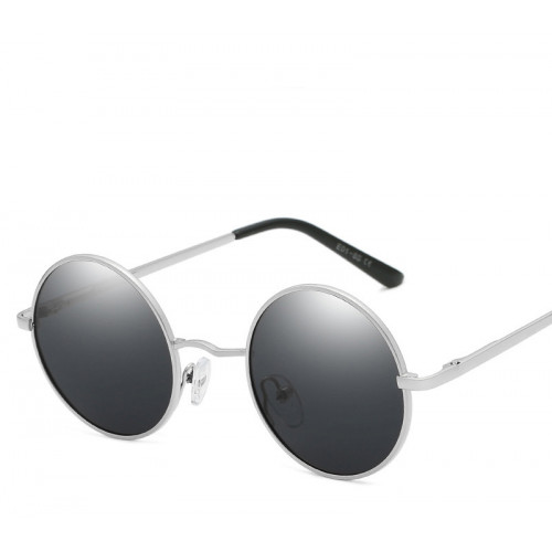 Круглые солнцезащитные очки в серебристой оправе