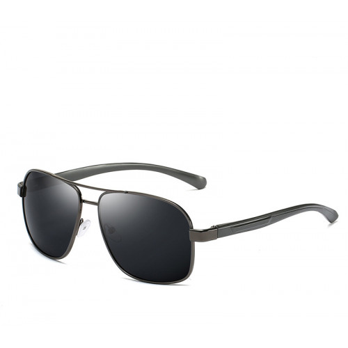 Мужские солнцезащитные очки с серой металлической оправой