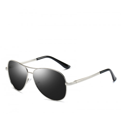 Солнцезащитные очки-авиаторы в серебристой оправе