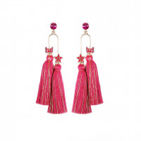 Креативные розовые серьги - бабочки